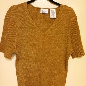 Kathie Lee, holiday 18w/20w oversized  short sleve gold w/metallic glittery look
